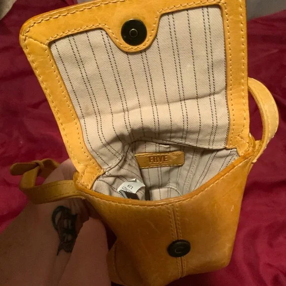 Fry Leather Crossbody phone purse.. color is mustard - Picture 9 of 12